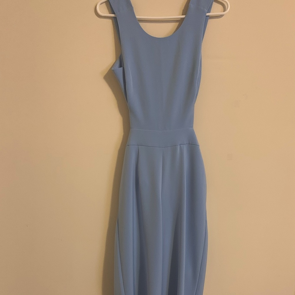 EXPRESS Baby Blue Open-Back Jumpsuit